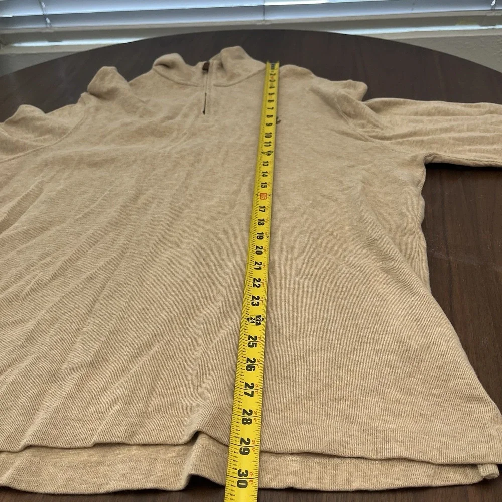 Polo Ralph Lauren Sweater Men's XL Beige Estate Rib Quarter 1/4 Zip Tight Knit